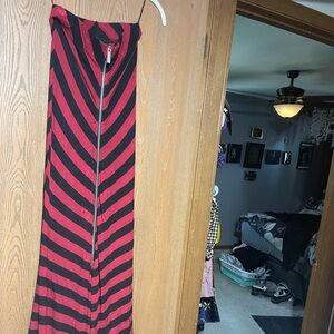 Black and Red Striped long skirt